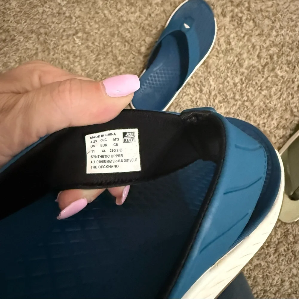 Reef The Deckhand Men’s Flip Flops Size 11 Teal Blue